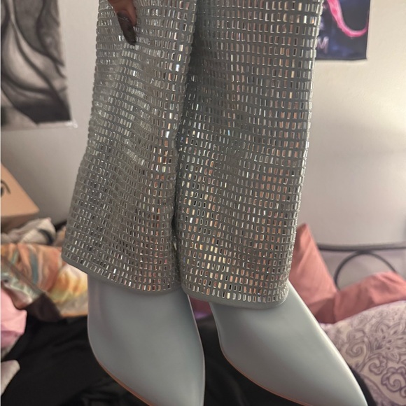 Silver Rhinestone Ankle Boots - Picture 6 of 6